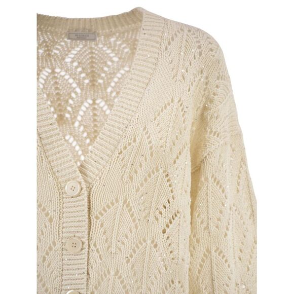 Peserico Women Cotton Cord Cardigan With Sequins